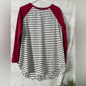 Striped Long Sleeve Raglan Shirt(A181)